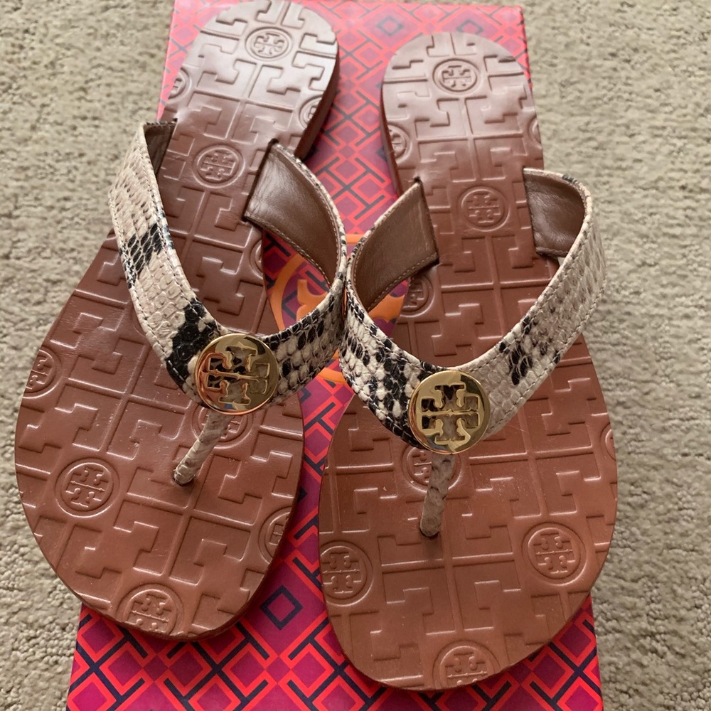 Tory Burch snakeskin print Thora sandals